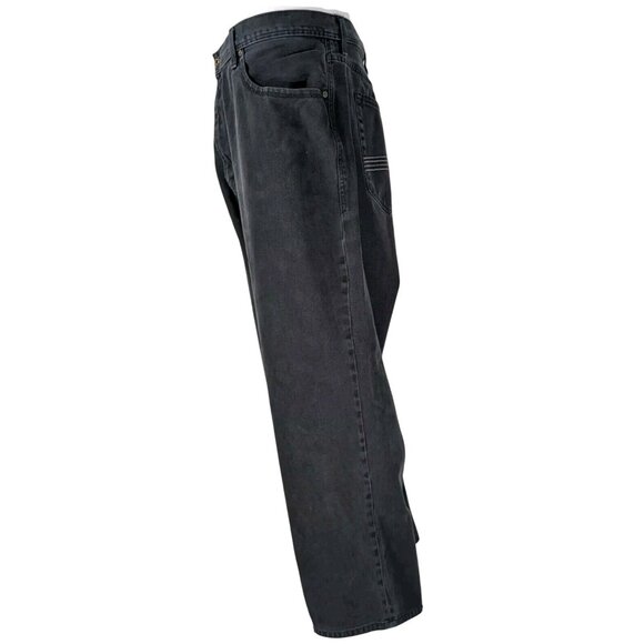 Sean John Mens Black Denim Jeans 48x28 Baggy Hip Hop Y2K Wide Straight Leg - Picture 3 of 16